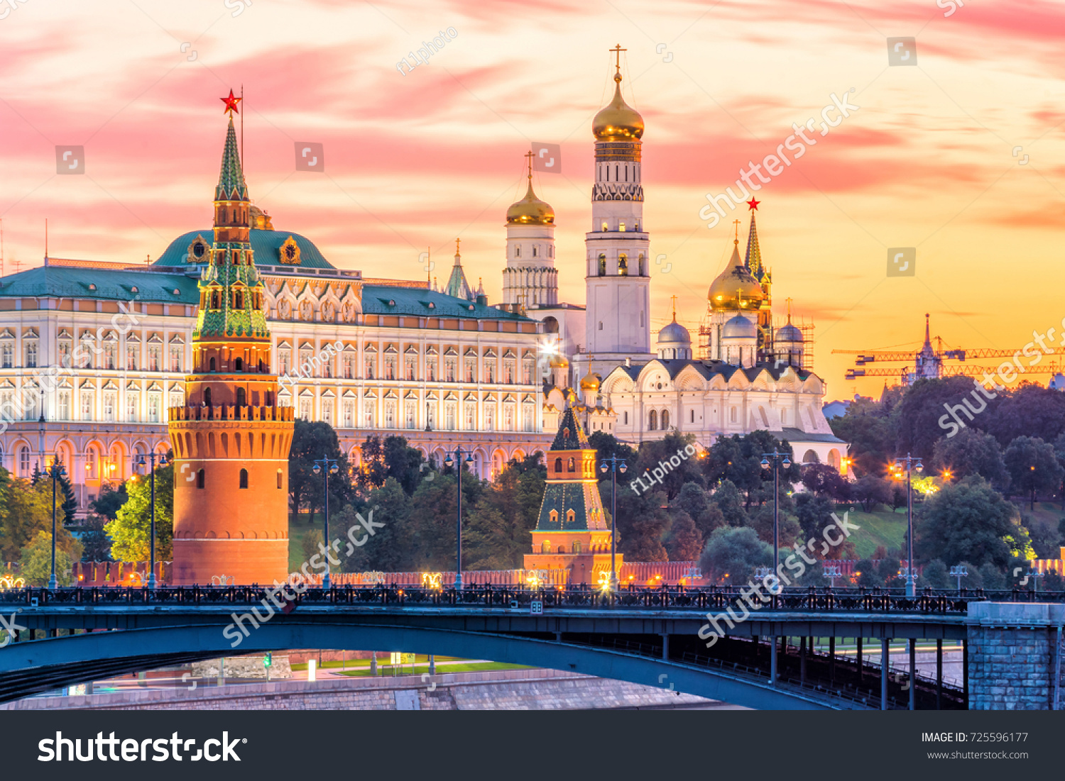 Moscow Kremlin and river in morning  Russia