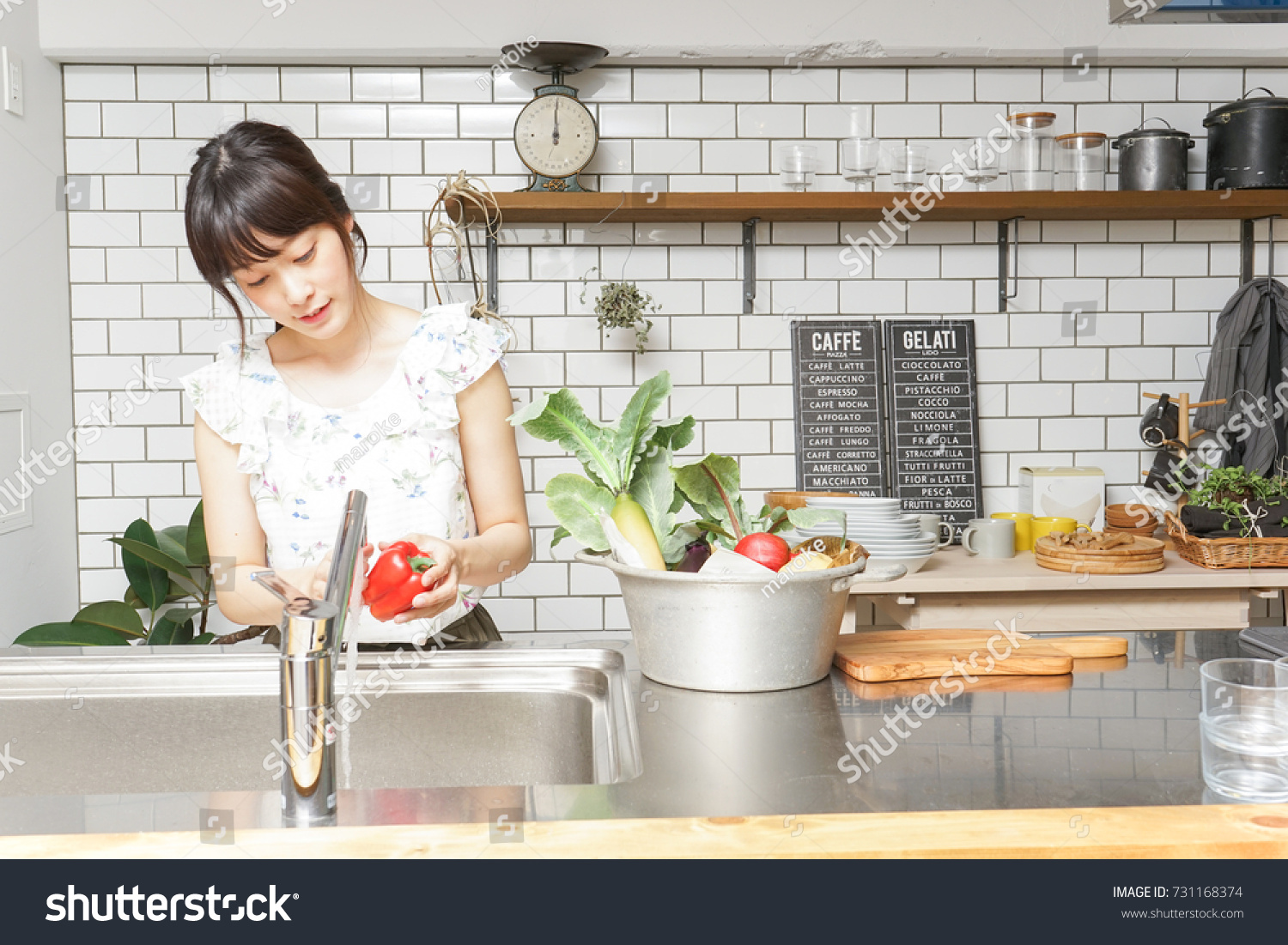 organic vegetables and young woman