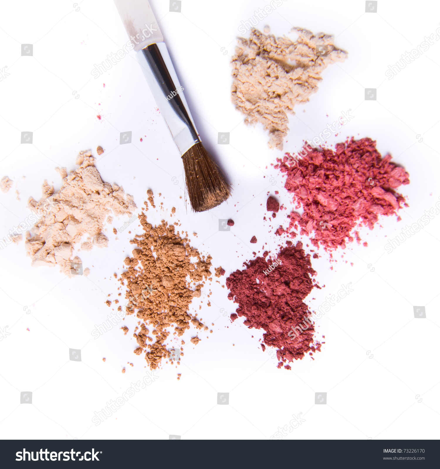 eyeshadow palette with brush on white background