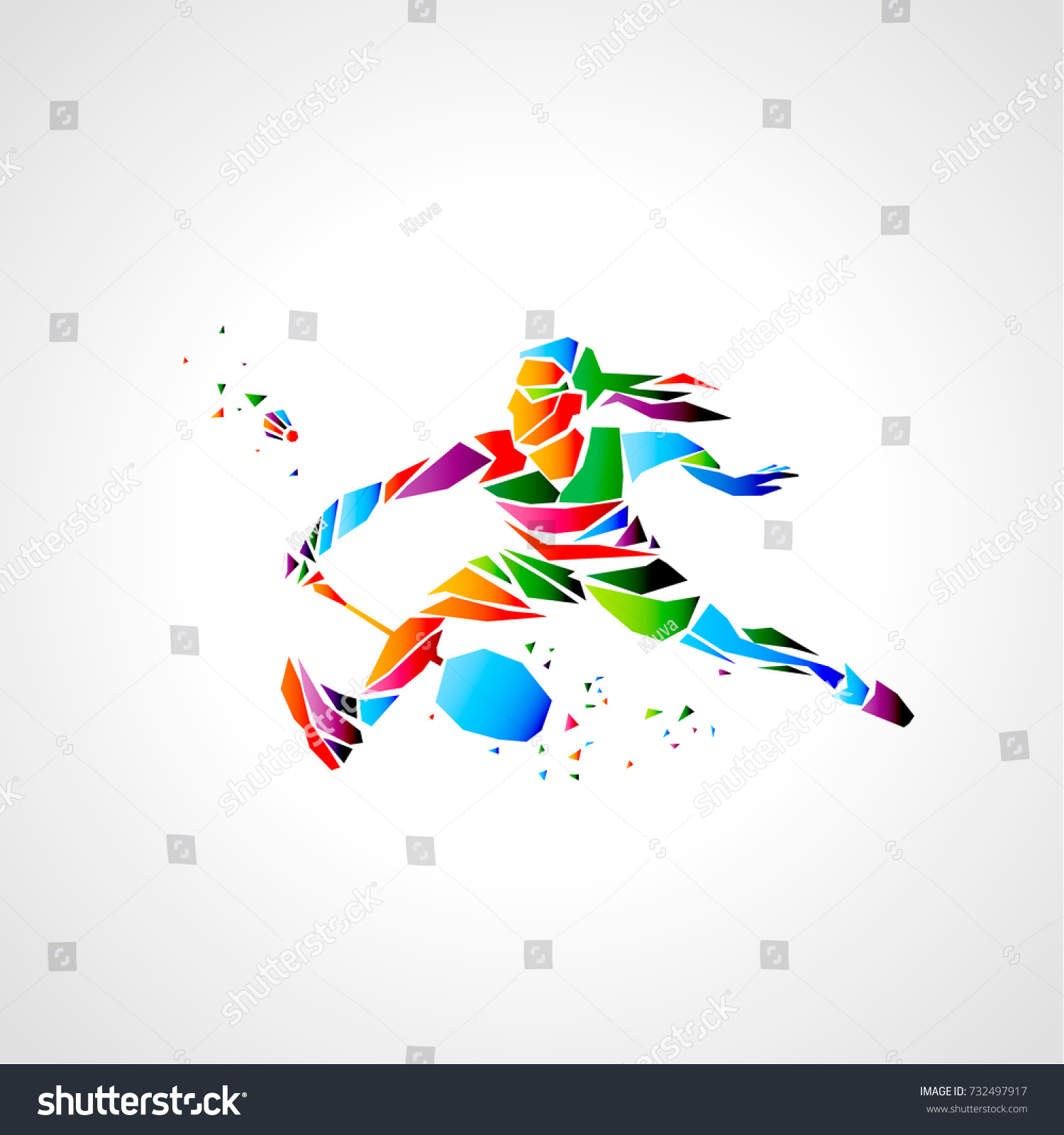 Girl badminton player abstract vector eps illustration