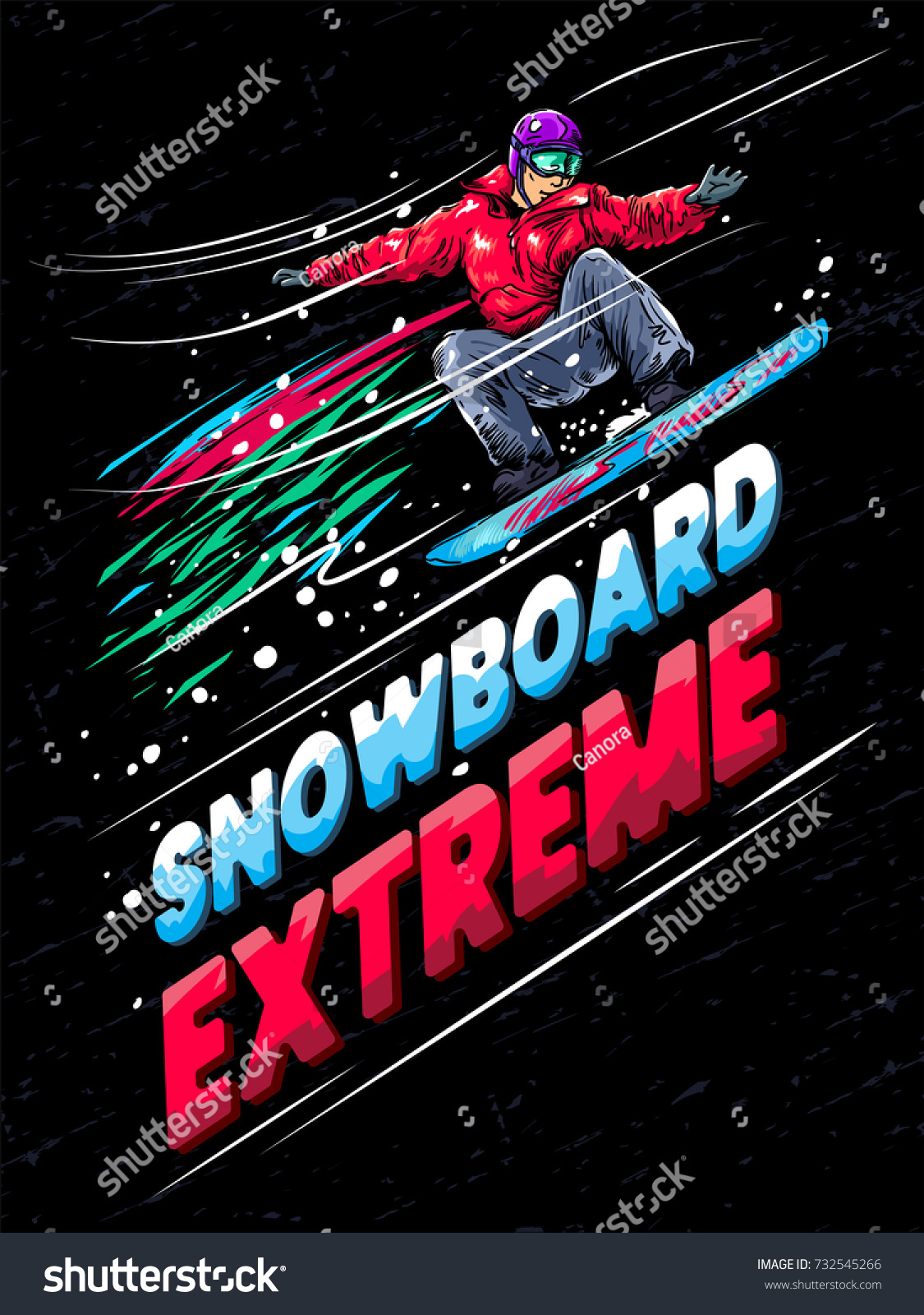 Snowboard sport colorful vector illustration. Ink line draw vector. Drawing illustration