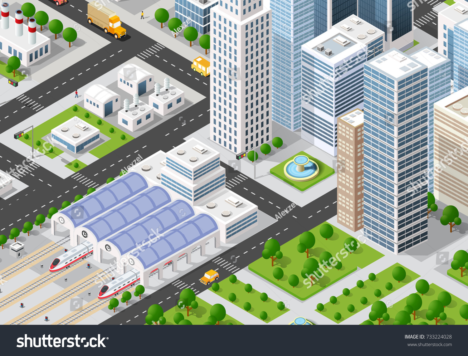 top view of the city