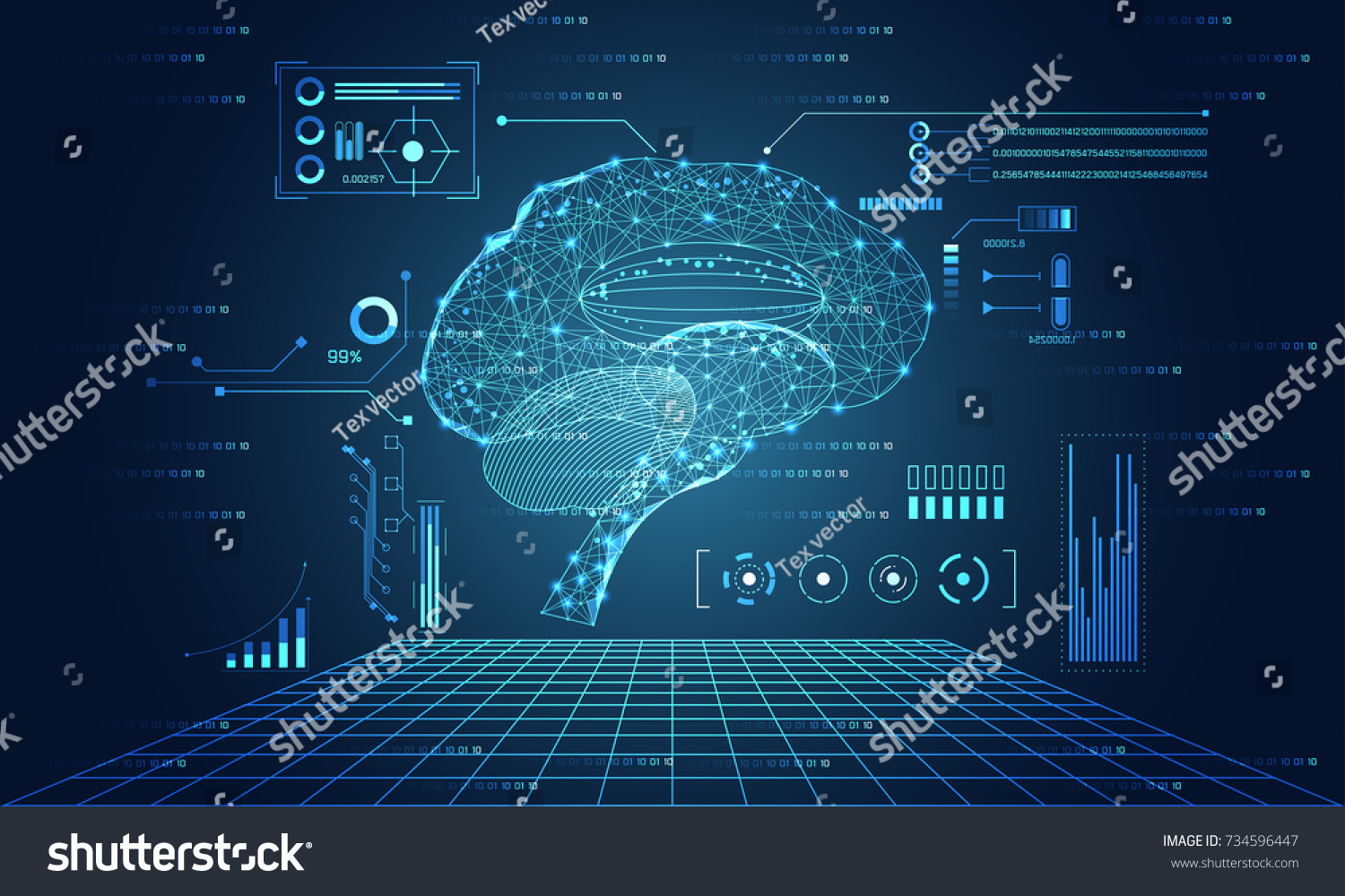 abstract technology ui futuristic concept brain hud interface hologram elements of digital data chart  communication  computing and circle percent innovation on hi tech future design background