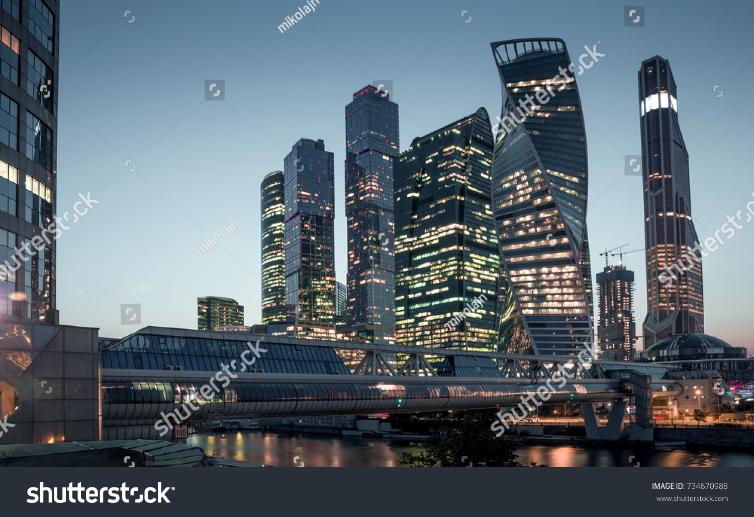 Moscow City International Business Center by night  Russia