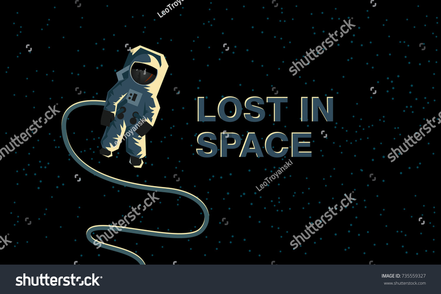 Astronaut in outer space. Lost in space. Flat concept illustration.