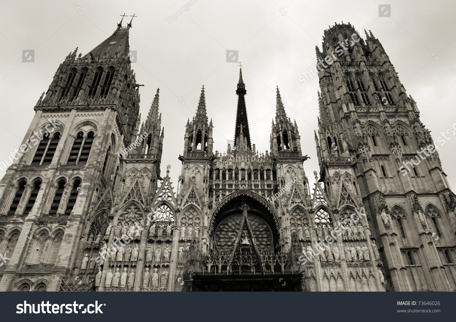 Rouen  Normandy - huge medieval gothic cathedral in France