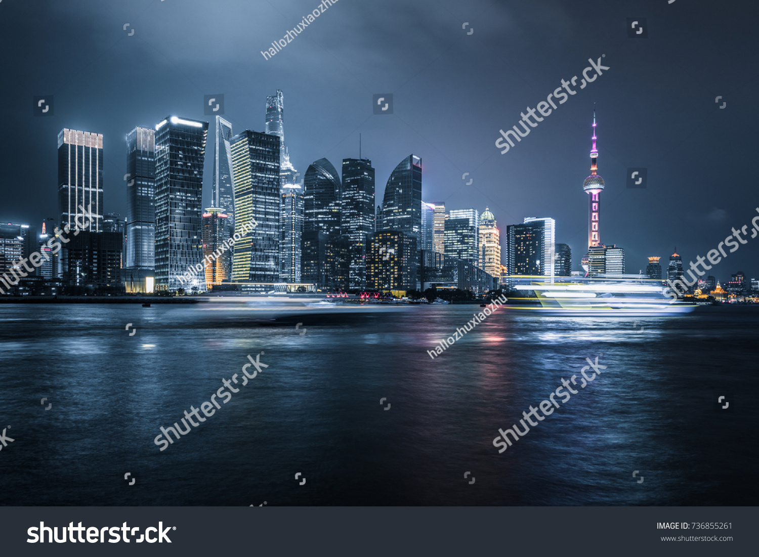 Shanghai skyline  Shanghai downtown district at night in China.
