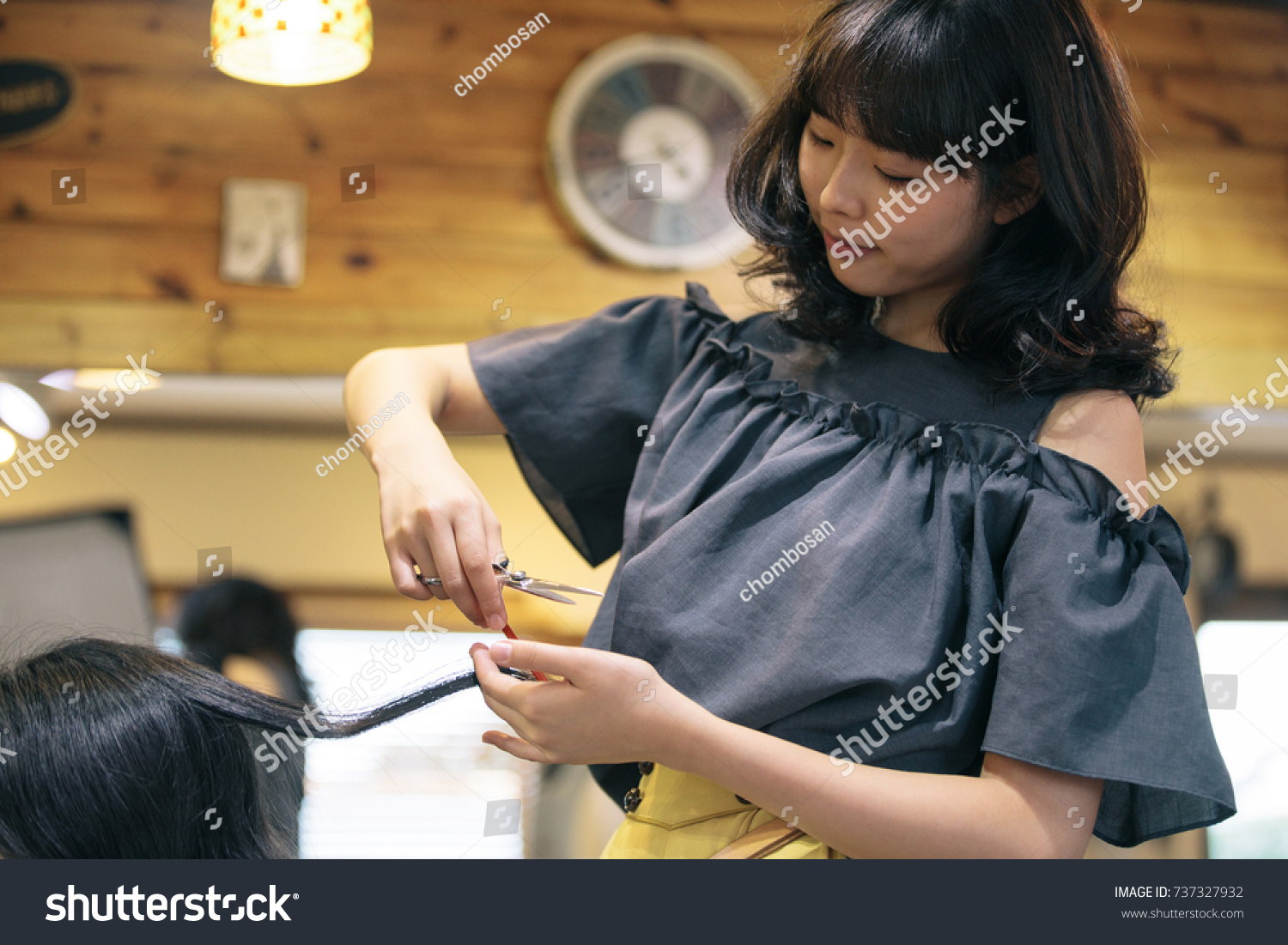 Hair salon concept. Female hairdresser.