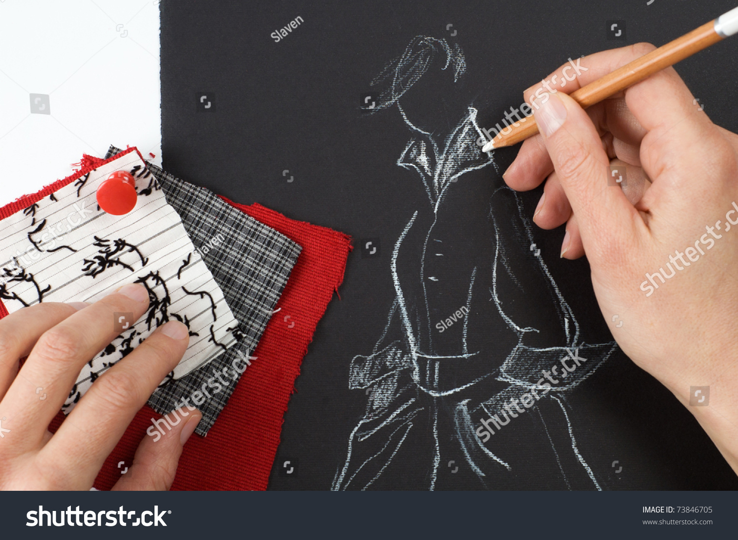 Fashion designer is drawing a fashion model
