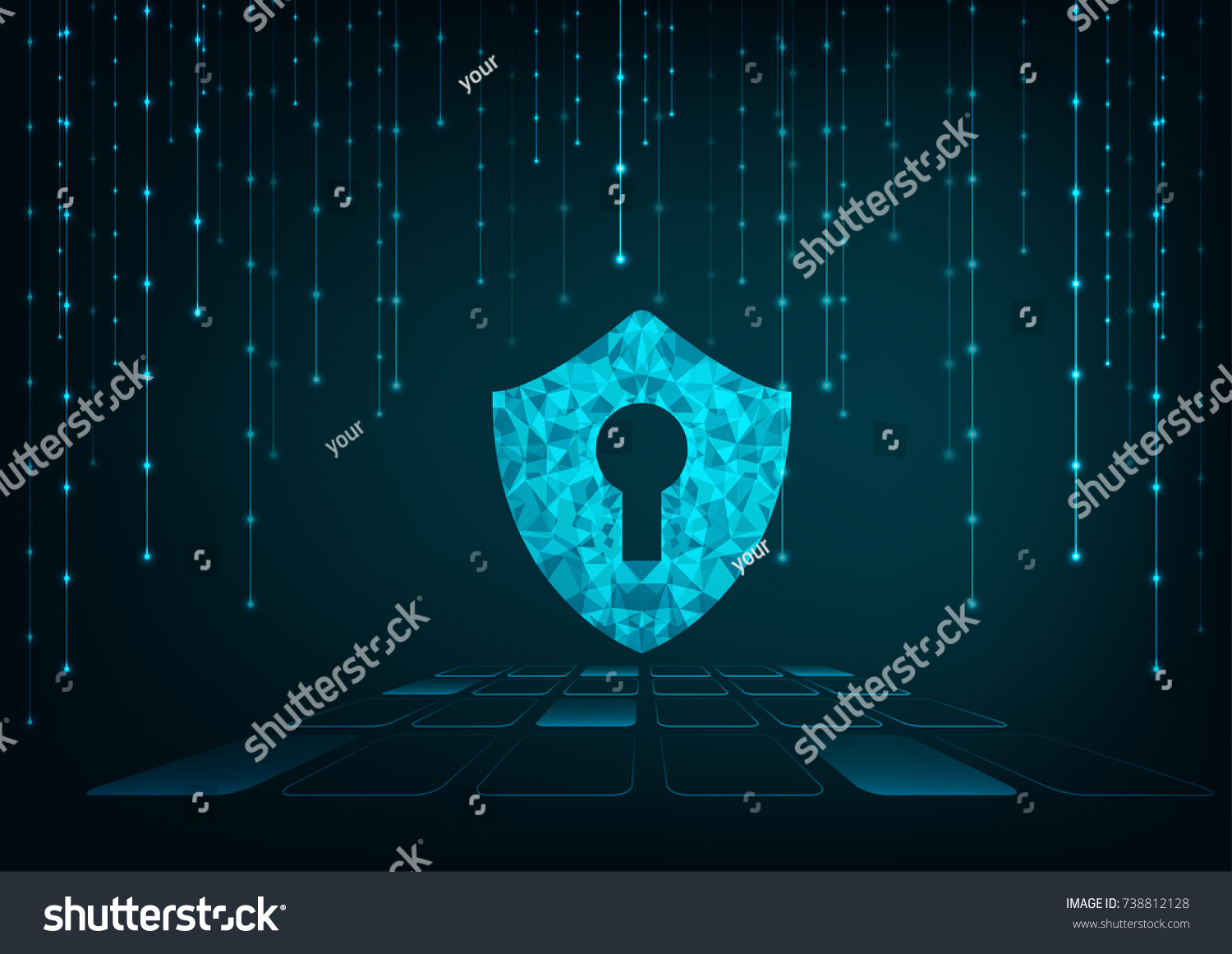 Internet cloud data security concept with Keyhole icon on digital  background. 