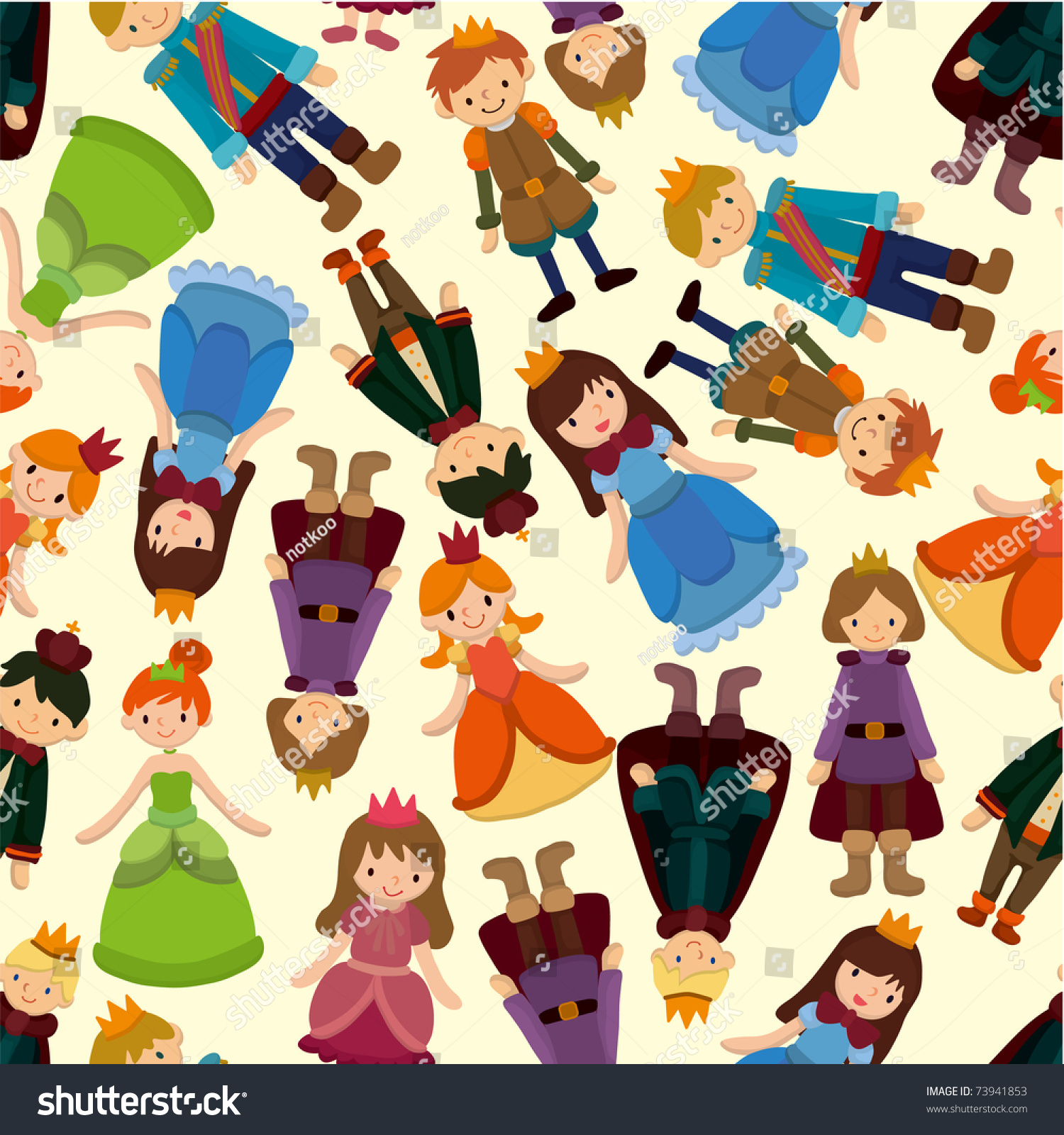 seamless Prince and Princess  pattern