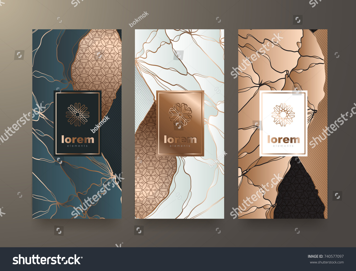 Vector set packaging templates with different texture for luxury products.logo design with trendy linear style.vector illustration