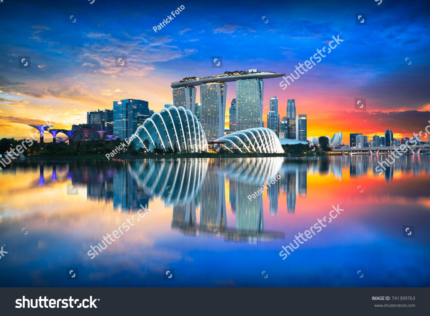 Singapore city skyline at dusk