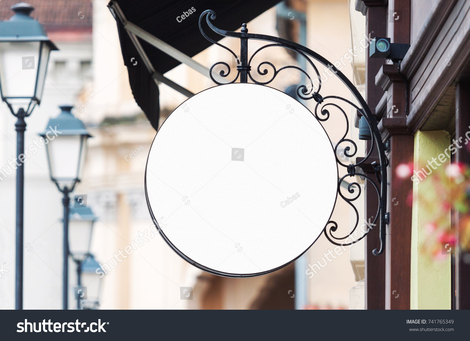 Rounded blank company sign mockup  outdoor signage to add company sign or logo 