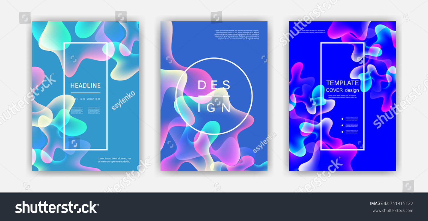 Fluid color covers set. Colorful bubble shapes with gradients. Trendy design. Eps10 vector.
