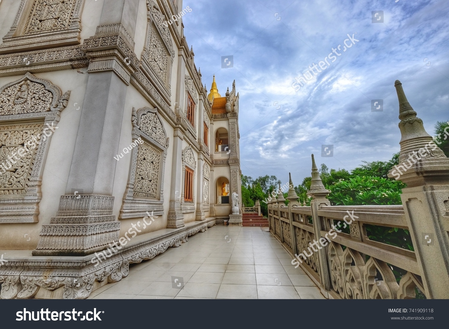 sculpture wall in pagoda