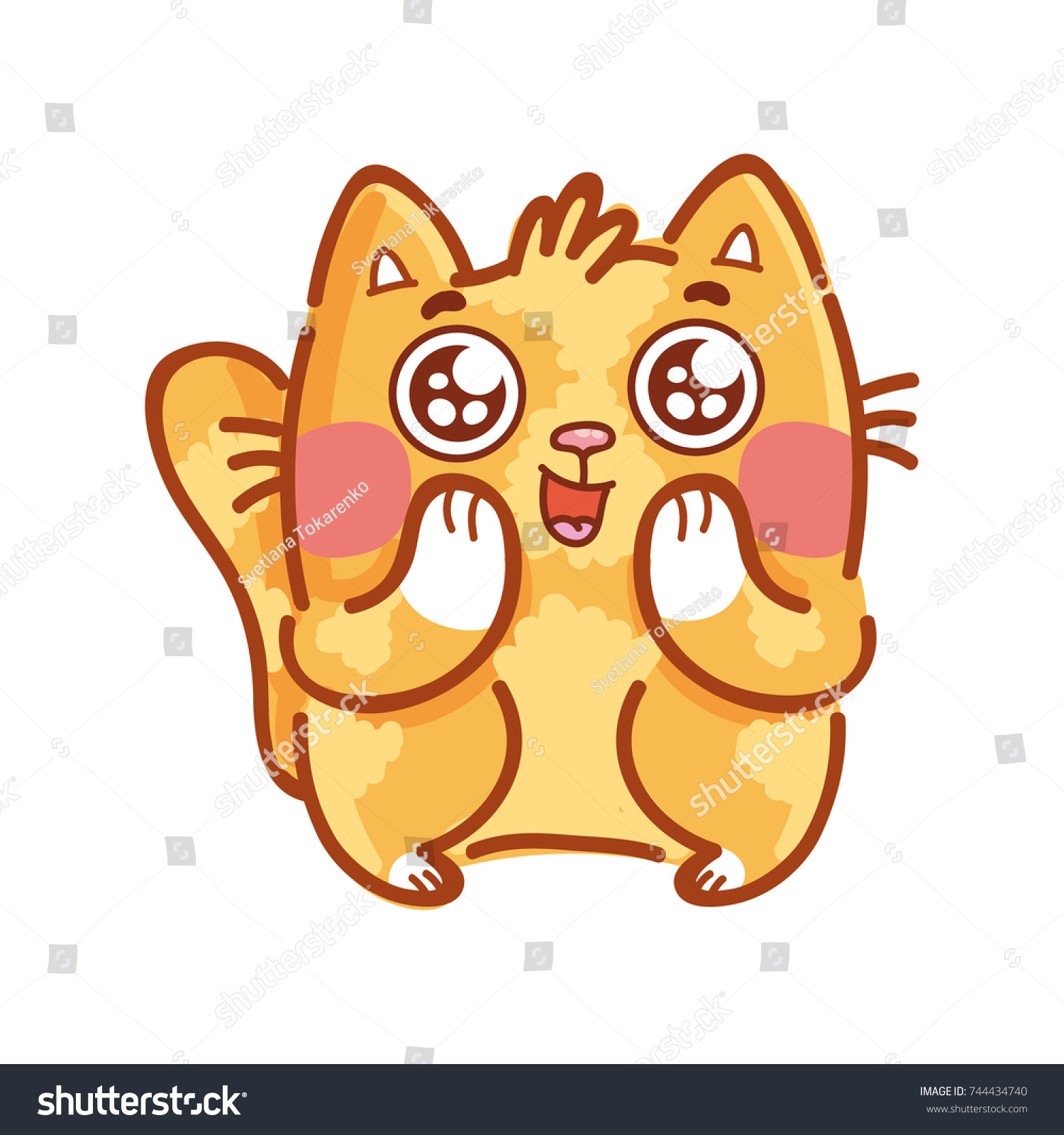 Cute ginger Cat: adorable  admire  wonder  amazed emotion with googly eyes. Set of kitty  kitten character in vector hand drawn style  doodle cartoon illustrations. As mascot  sticker  emoji  emoticon