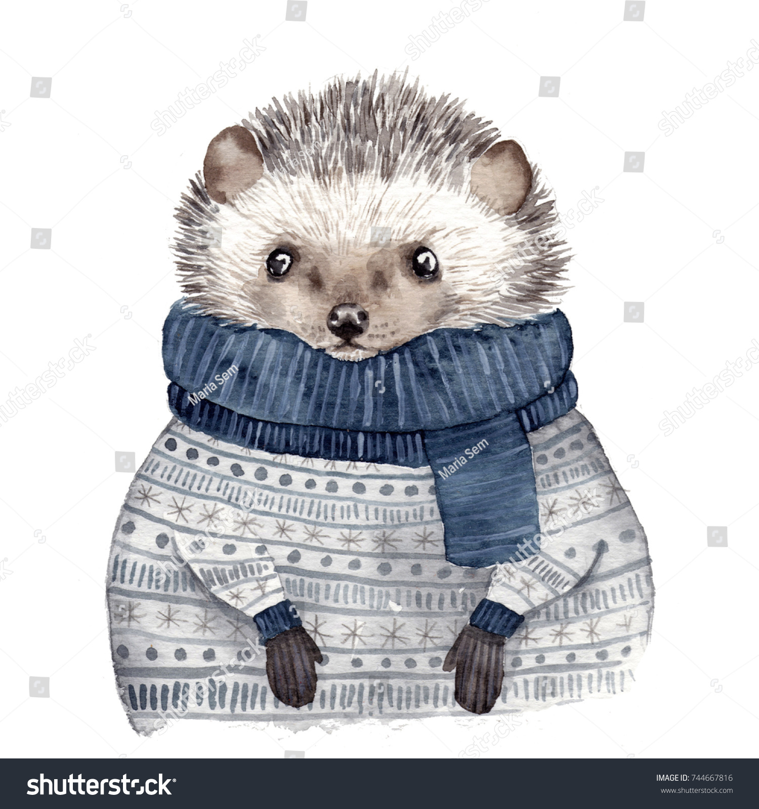 Cute watercolor hedgehog