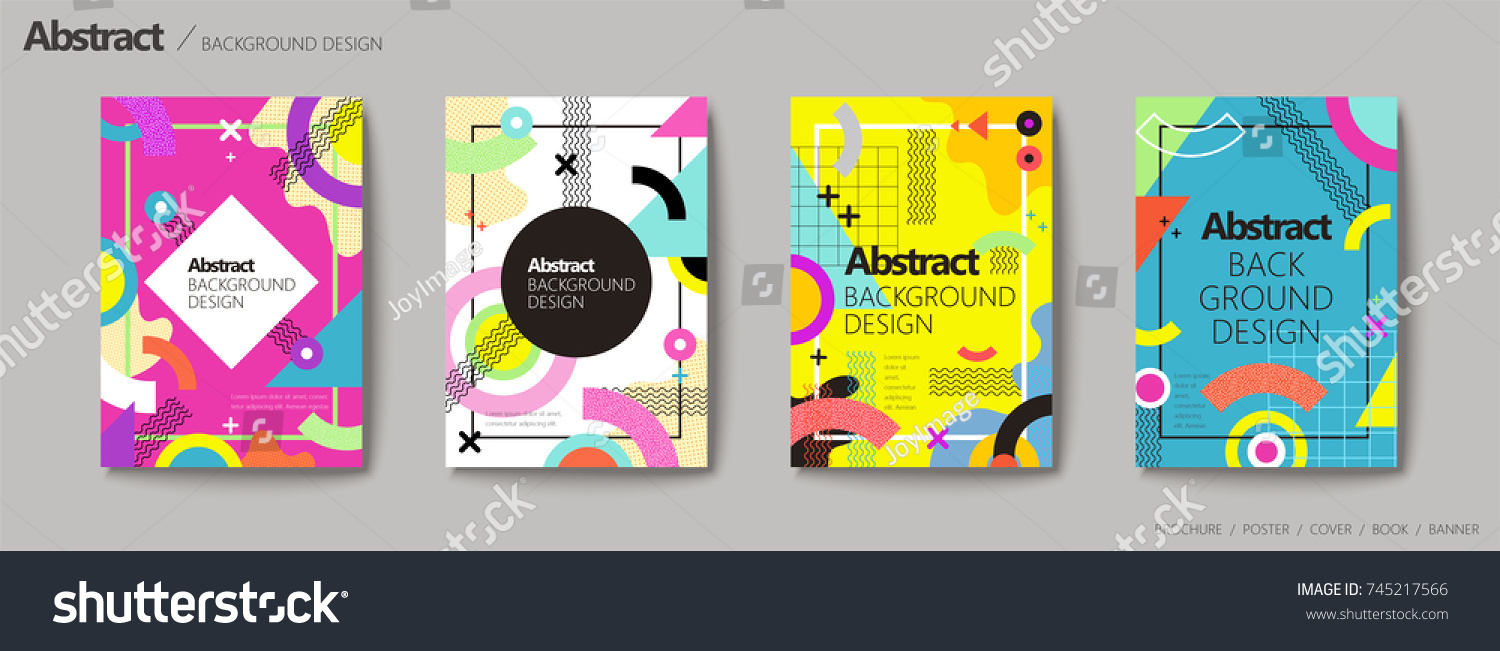 Abstract background design  geometric memphis style design in colorful tone