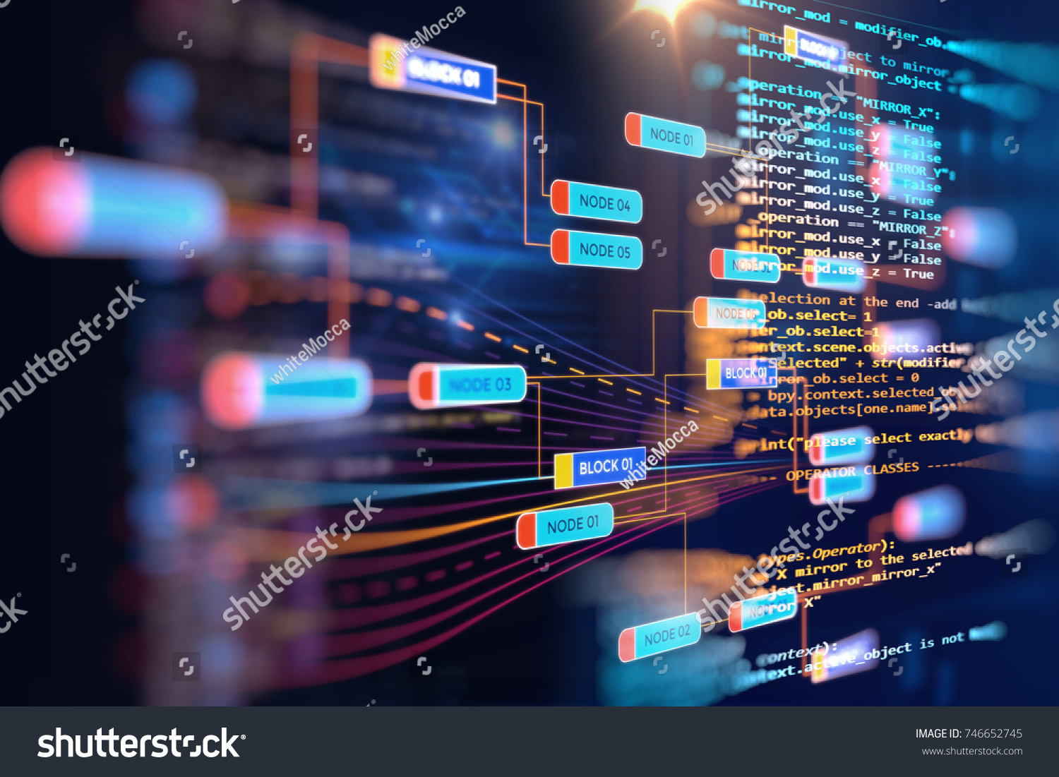 带有视觉数据复杂性的抽象未来派信息图 代表大数据概念 节点基础编程