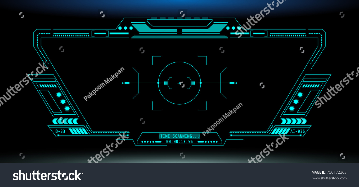 HUD Futuristic Elements Automatic Target Scan User Screen Interface Vector. Green Abstract Scifi Control Monitor Panel illustration