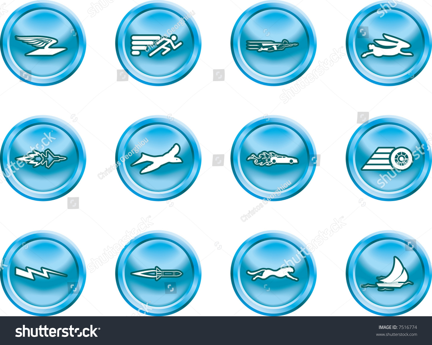 Speed Icon Set Series Design Elements A conceptual icon set relating to speed being fast and or efficient. Raster version.