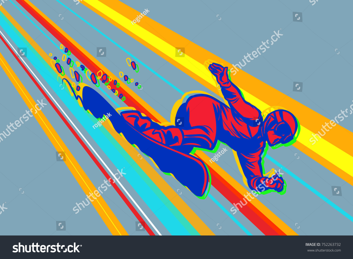 giant slalom snowboard  winter sports. Comic cartoon style pop art illustration vector retro