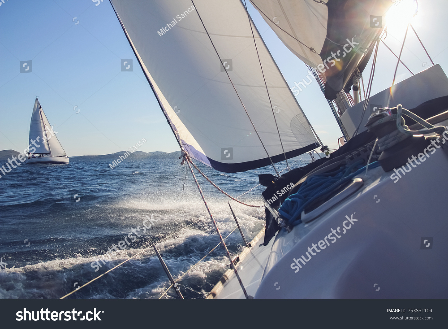 Sailing in the wind through the waves  yachts at sailing regatta