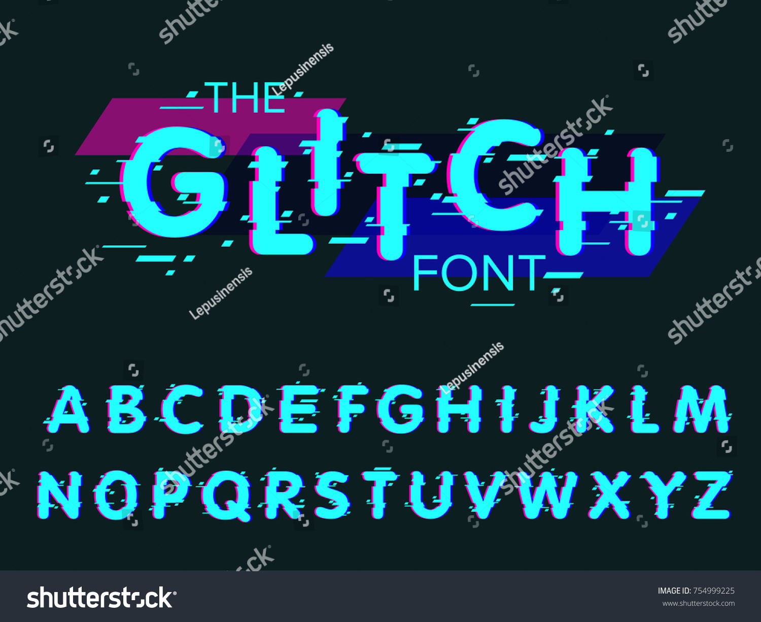 Vector of modern stylized font and alphabet