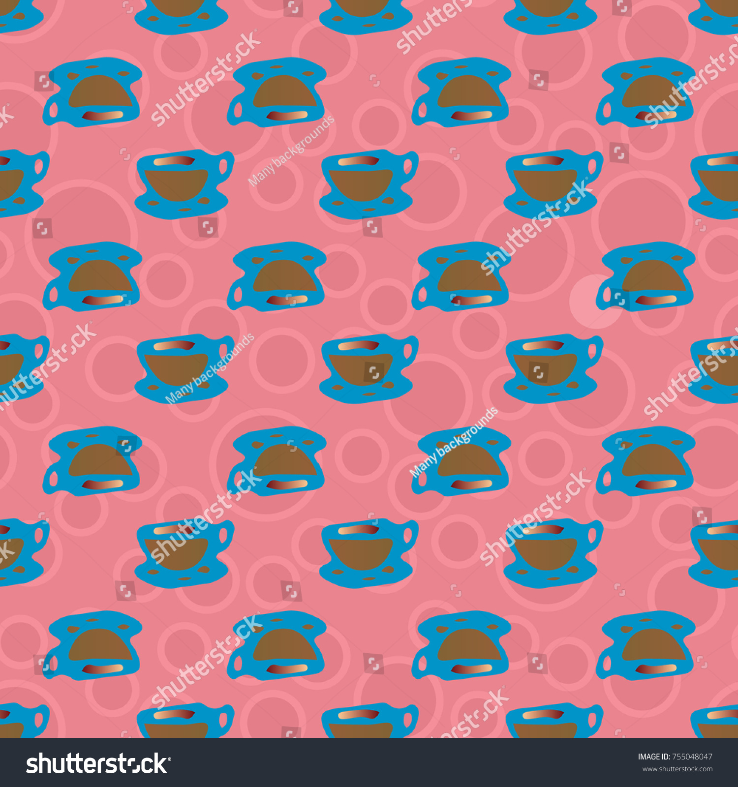 Cup of coffee or tea with dots on background seamless pattern.