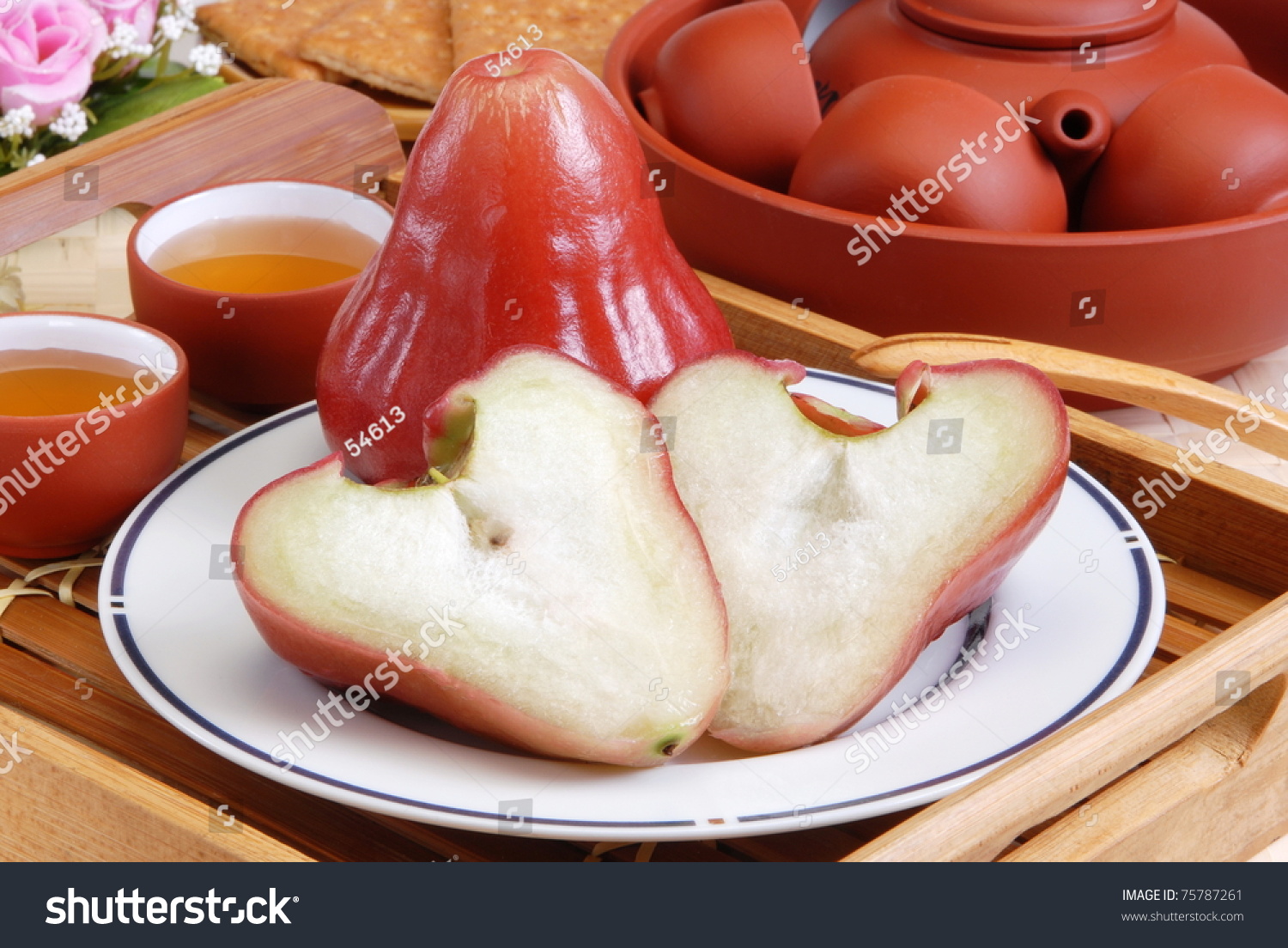 Red rose apple on the table