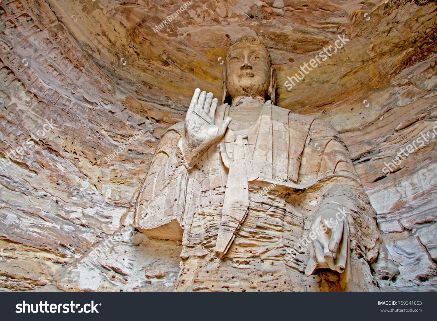 Buddha statue : Yungang Grottoe  Datong ; Shanxi China. Selective focus.