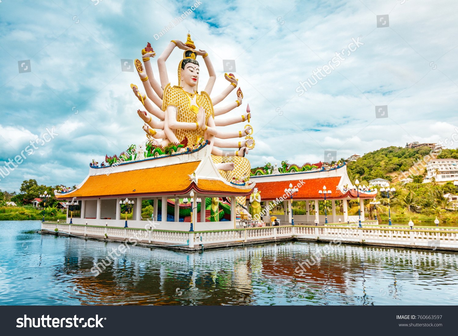 Wat Plai Laem Buddhism Temple statues during a bright sunny day in Koh Samui Surat Thani Thailand