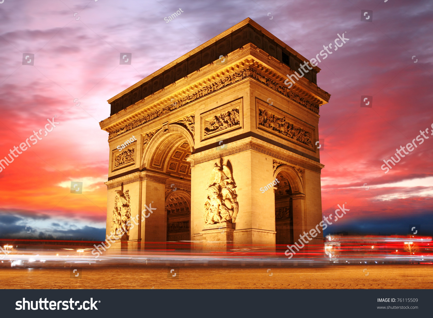 Paris  Famous Arc de Triumph at evening   France