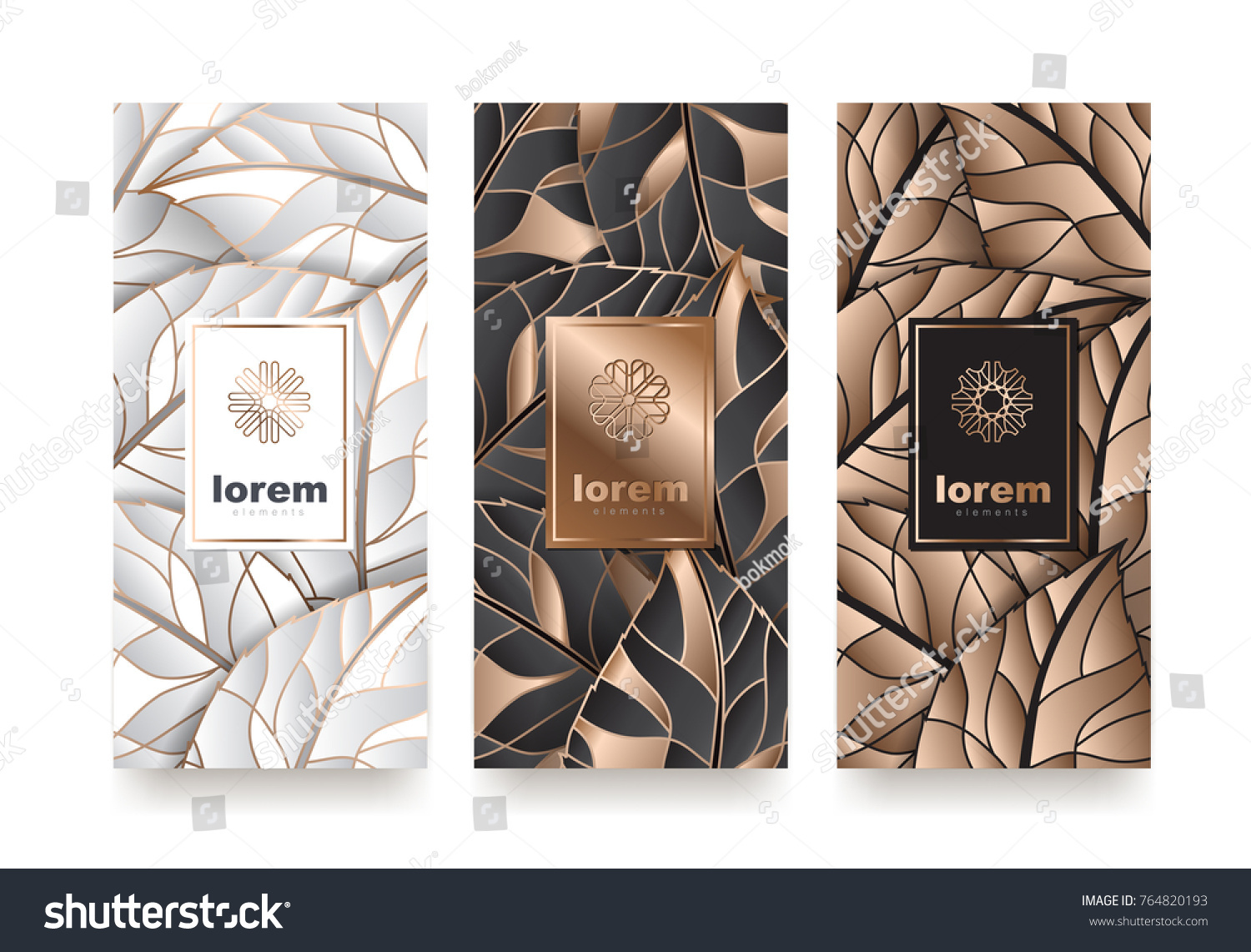 Vector set packaging templates with different texture for luxury products.logo design with trendy linear style.vector illustration