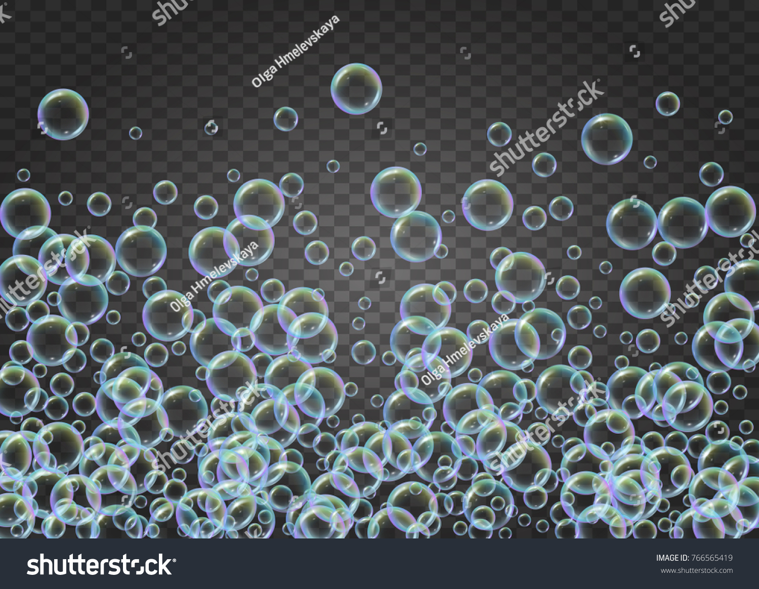 Shampoo bubbles on gradient background. Realistic water bubbles 3d. Cool liquid foam with shampoo bubbles. Horizontal cosmetic flyer and invite. Cleaning soap foam for bath and shower.