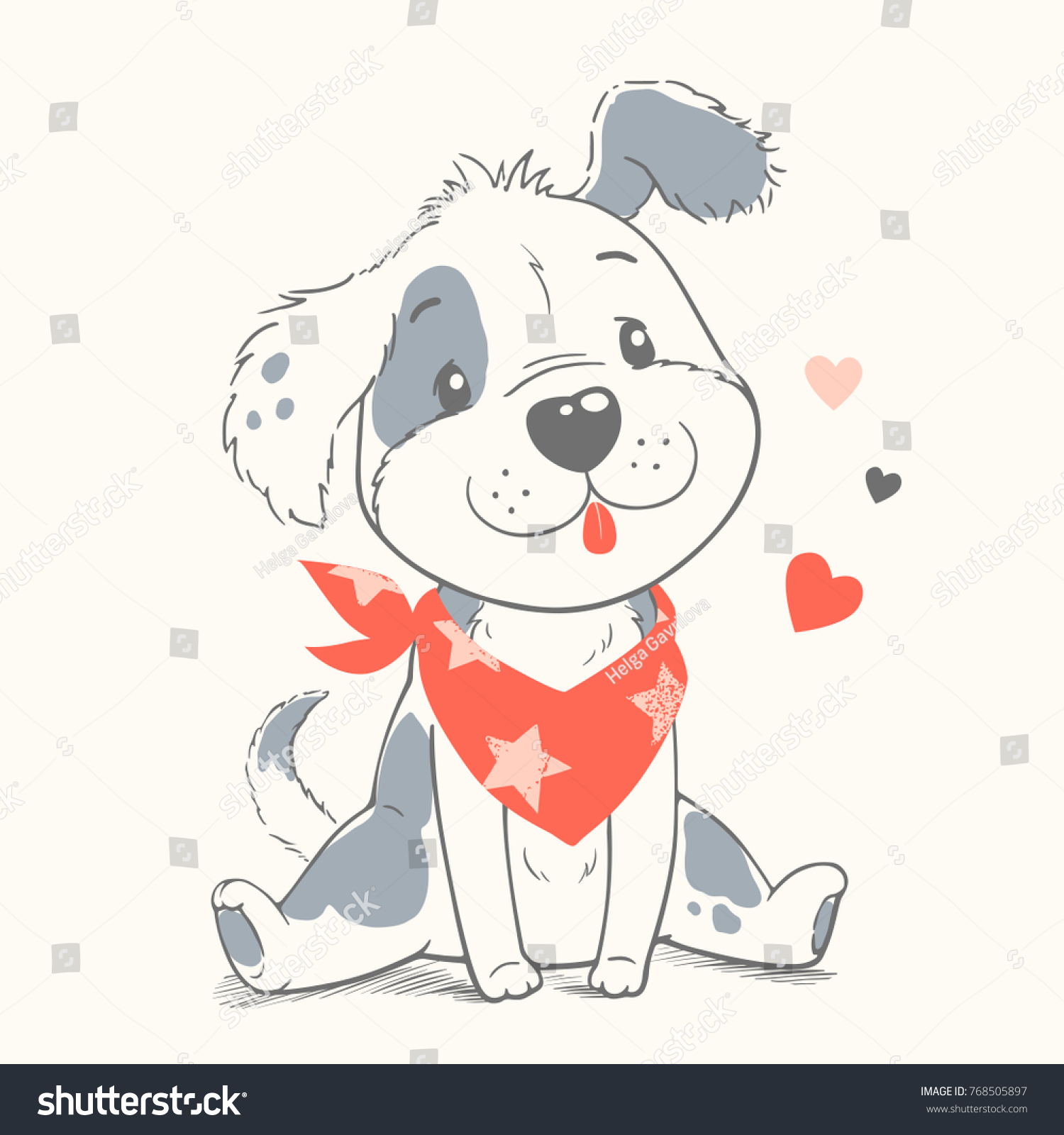 Cute dog cartoon hand drawn vector illustration. Can be used for t-shirt print  kids wear fashion design  baby shower invitation card.