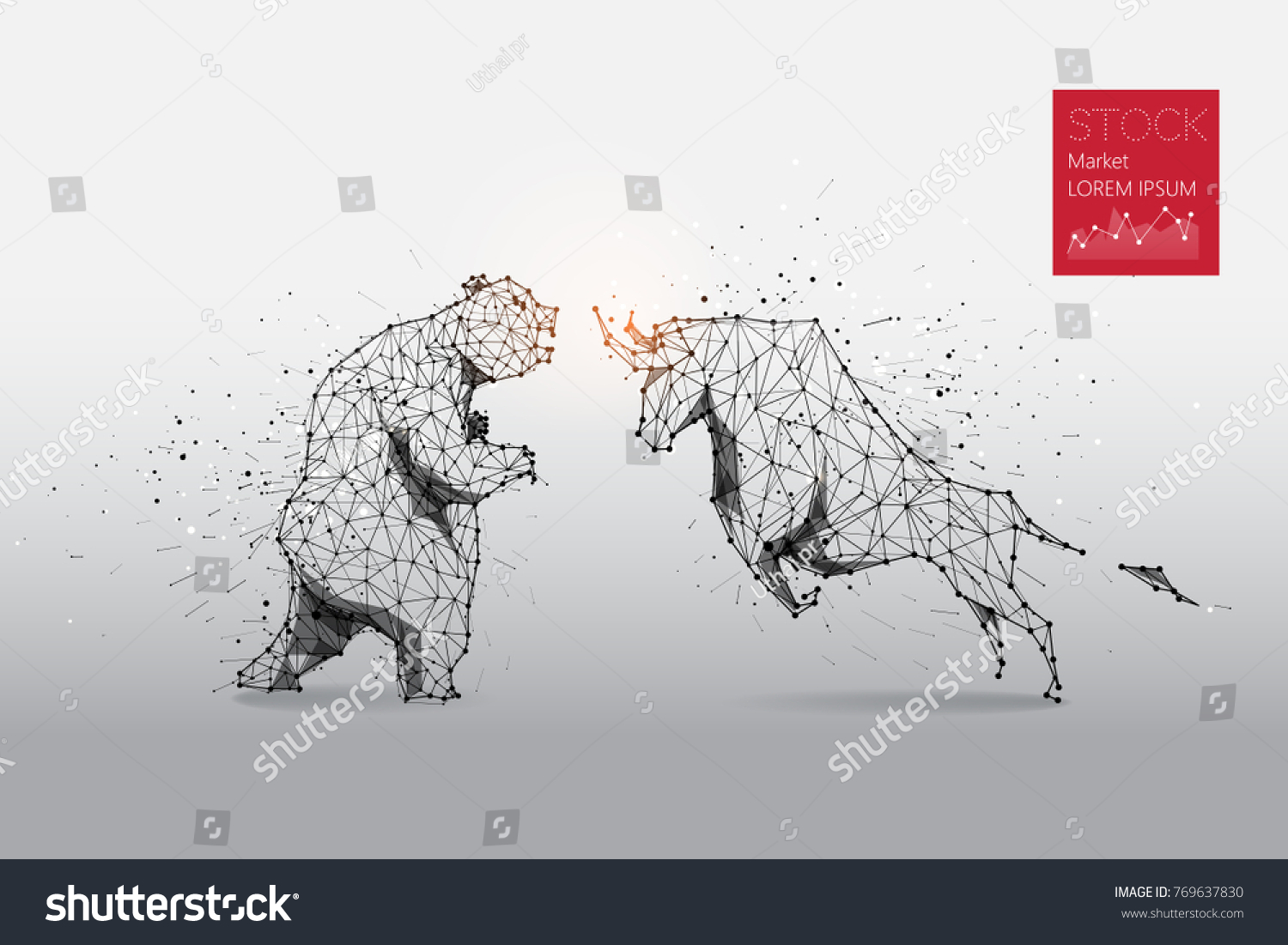 The particles  geometric art  line and dot of bear and bull
abstract vector illustration. 
graphic design concept of stock market
- line stroke weight editable