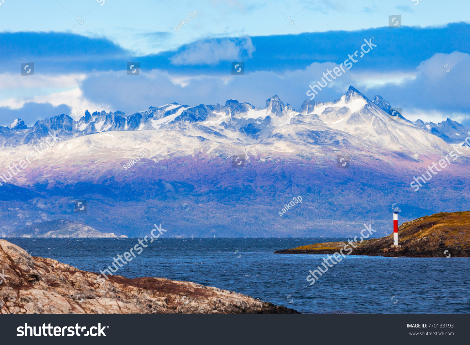 Les Eclaireurs Lighthouse is located near the Ushuaia city in Tierra del Fuego in Argentina.