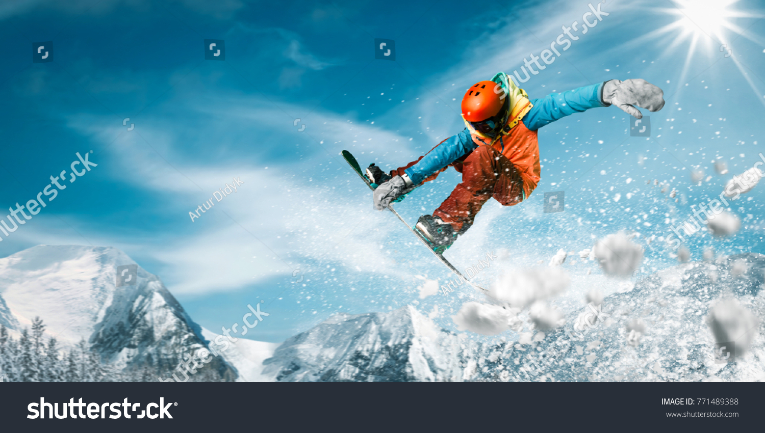 滑雪单板滑雪者