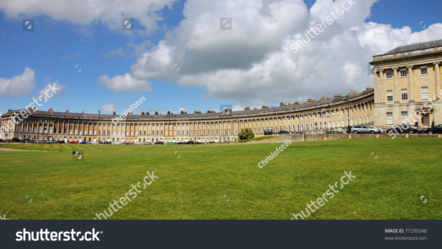 The famous Crescent of Georgian Houses in Bath City in England