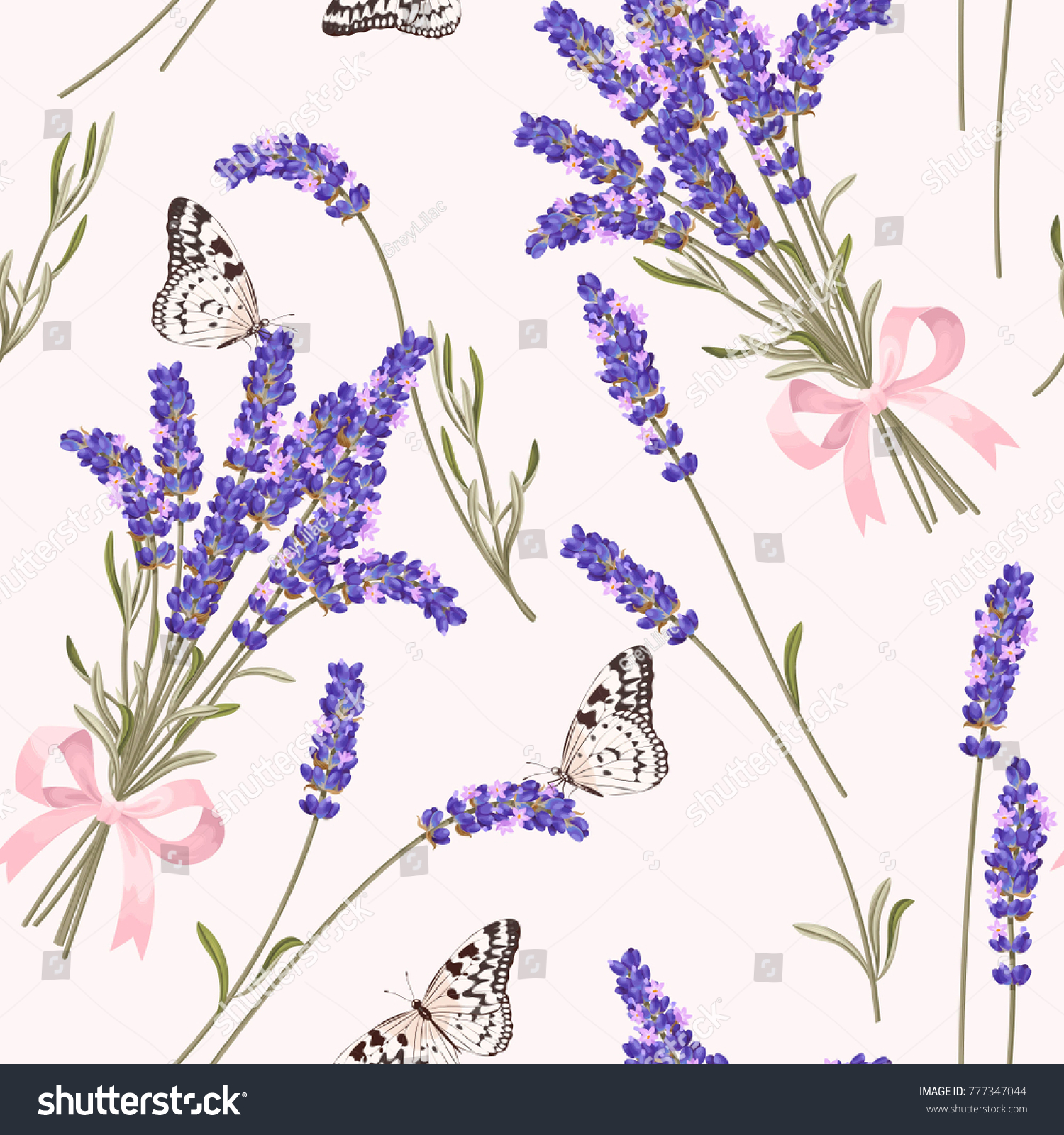 Lavender flowers seamless pattern