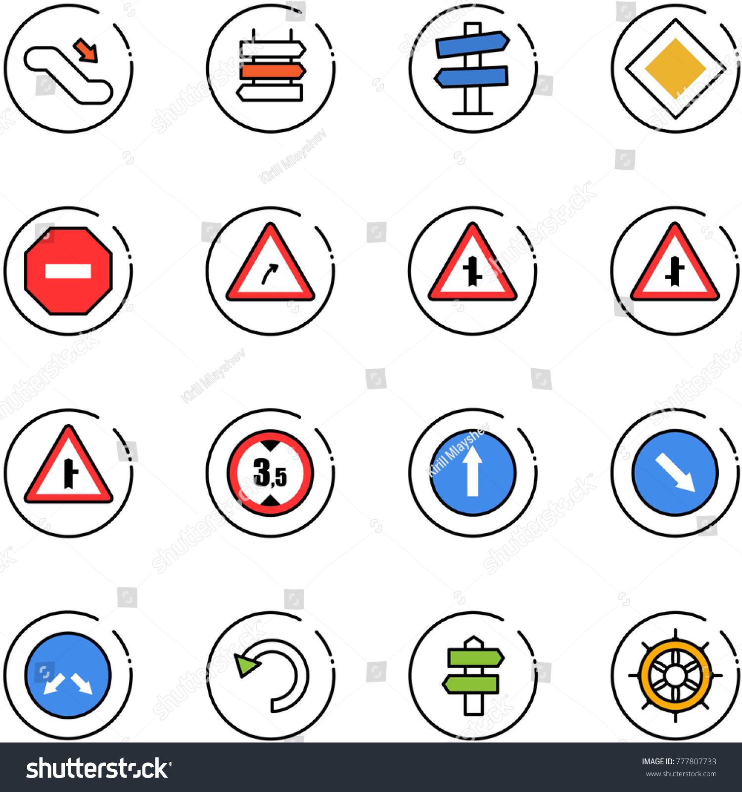 line vector icon set - escalator down vector