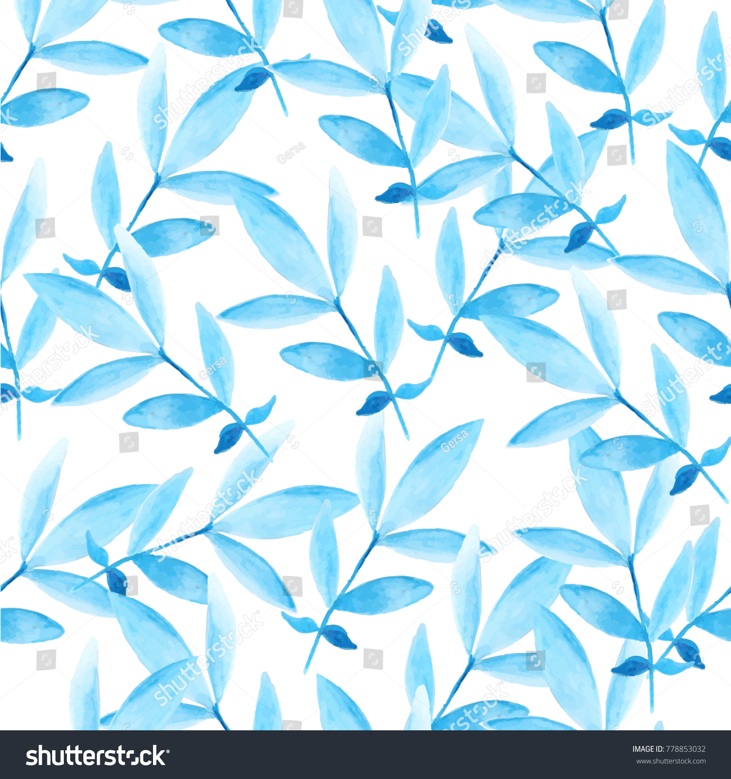 Watercolor leafs seamless pattern