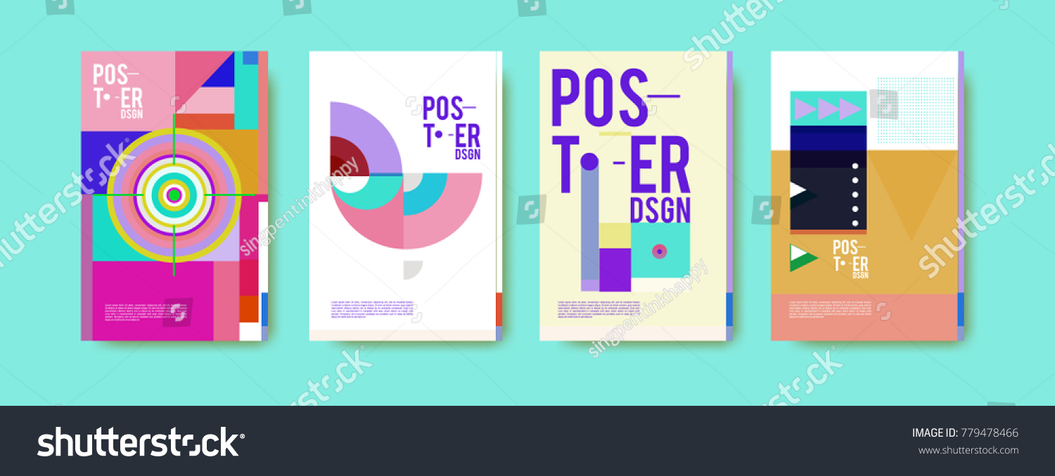 Colorful geometric poster and cover design. Minimal geometric pattern gradients backgrounds. Eps10 vector.