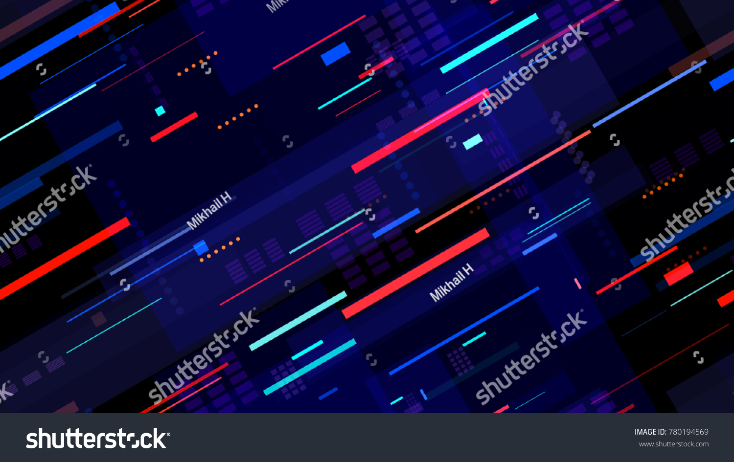 Tech Seamless Texture with Neon Rays and Stripes. Night Urban Streets Background with Bright Traffic Car Lights. Seamless Pattern with Light Traces. Cover Futuristic Night Road Texture.