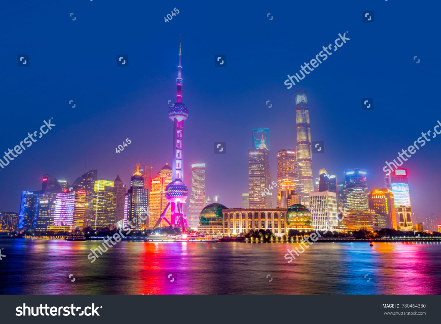 Night scene skyscrapers and skylines in the Bund  Shanghai