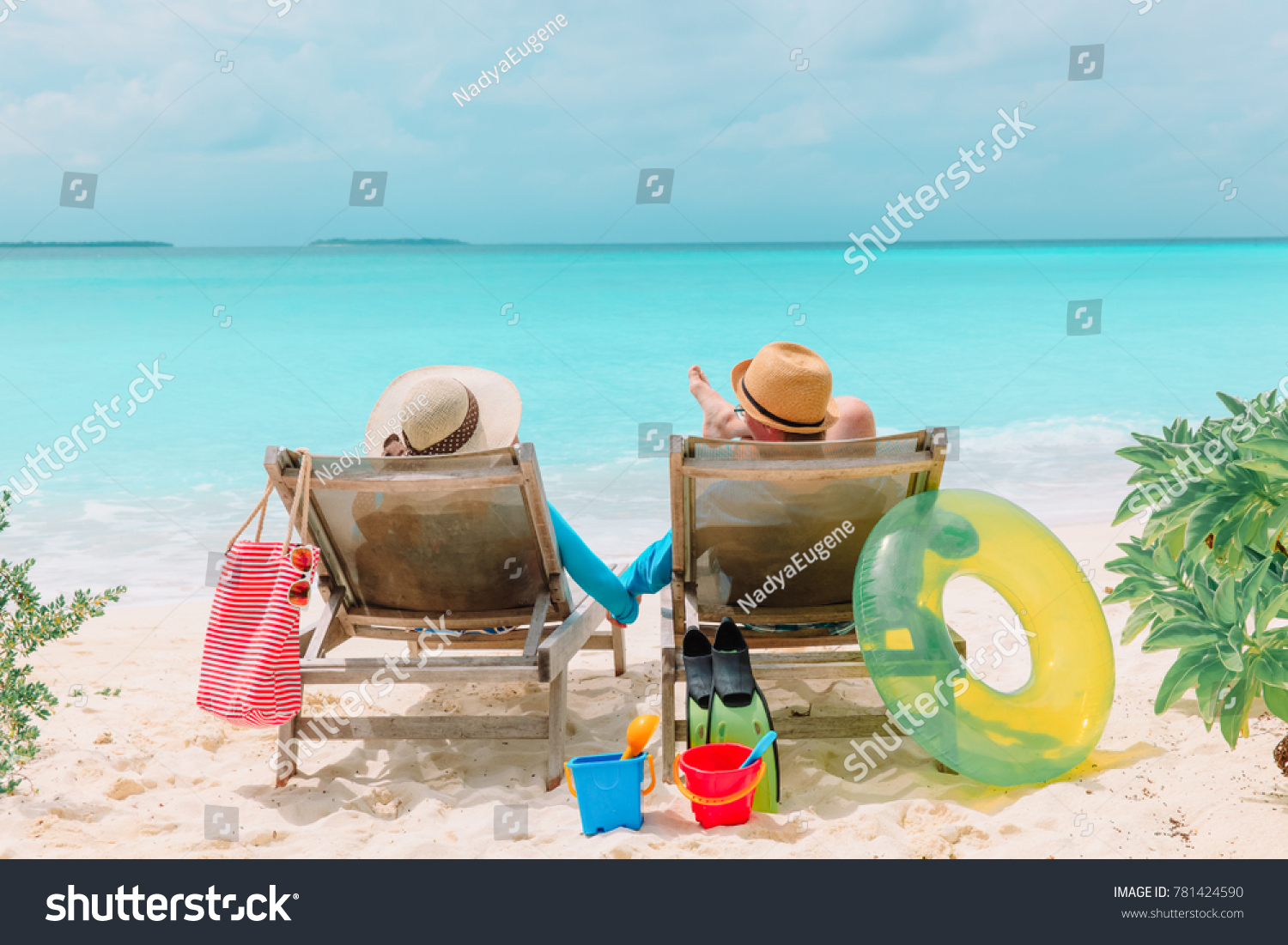 happy couple relax on a tropical beach