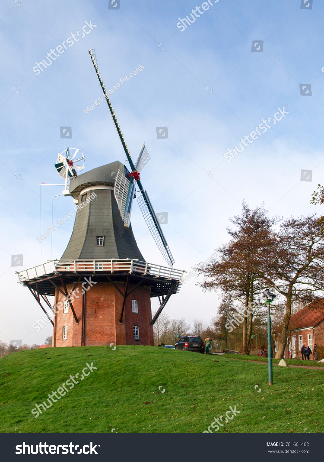 germany historic windmill running along the river