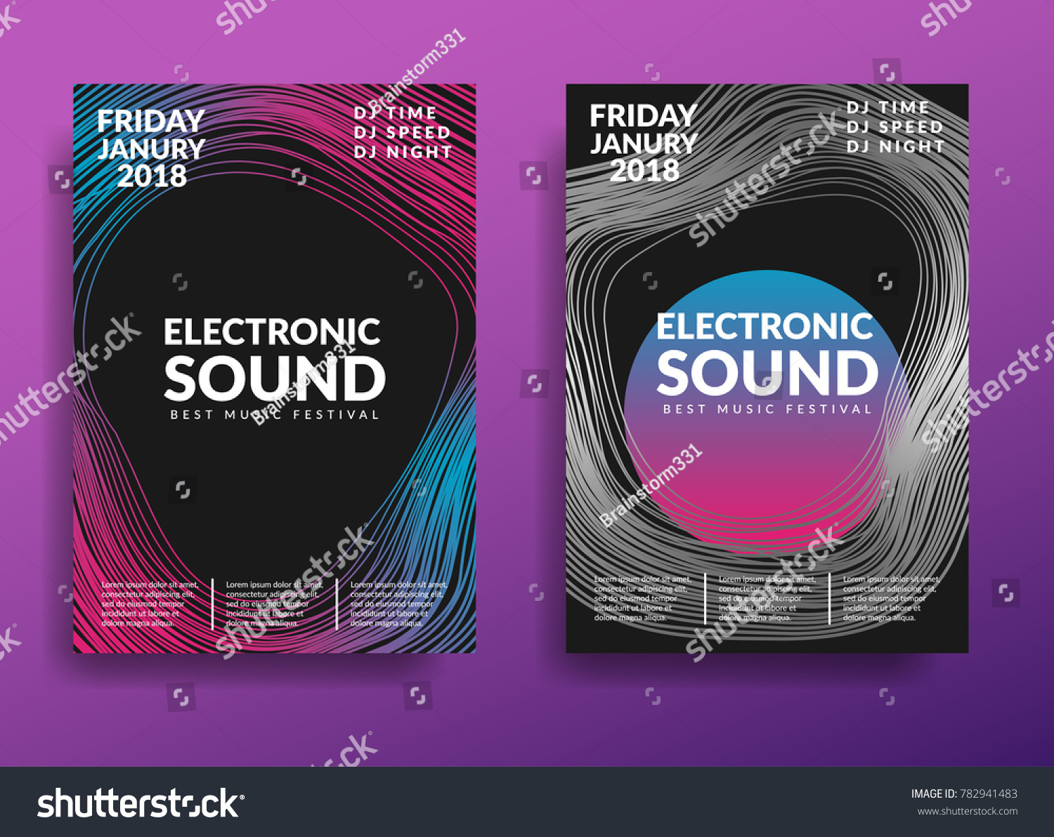 Electronic music poster. Modern club party flyer. Abstract gradients music background. Music fest cover